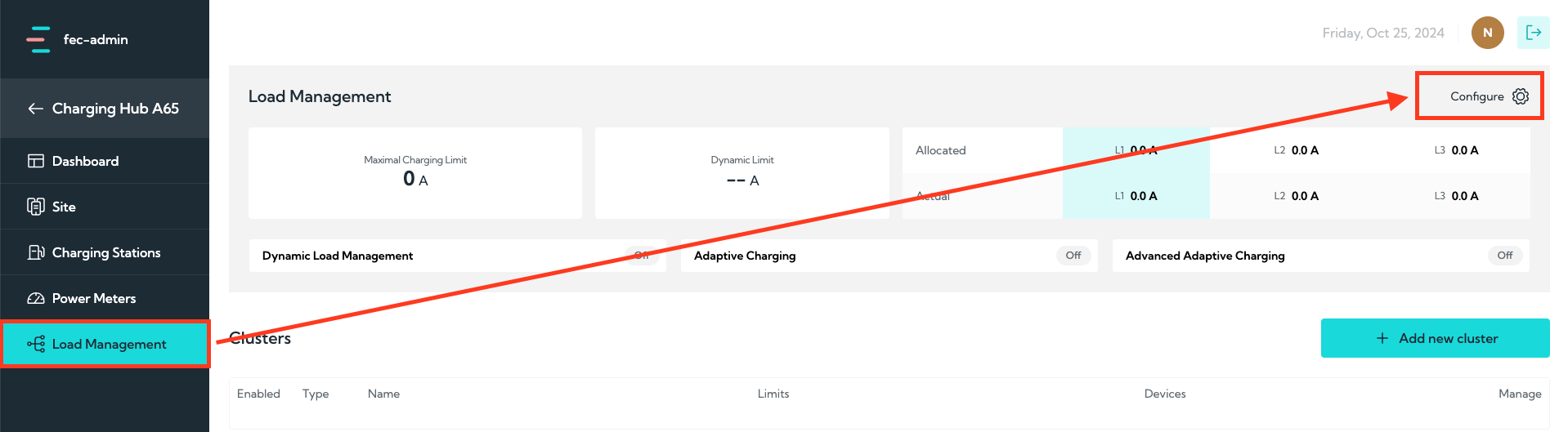 Load management configuration