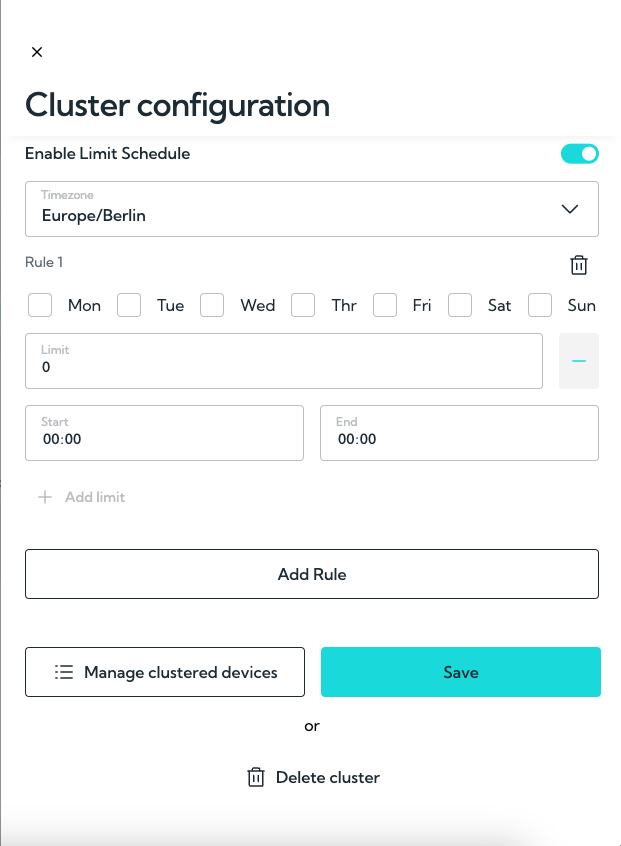 cluster static schedule
